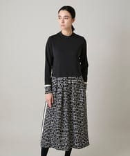 RSPAE19690 TRUNK HIROKO KOSHINO(ヒロココシノ) 小付きドット切り替えプリントコンビワンピース/洗える ブラック