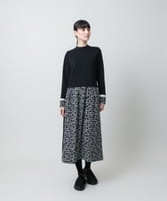 RSPAE19690 TRUNK HIROKO KOSHINO(ヒロココシノ) 小付きドット切り替えプリントコンビワンピース/洗える ブラック