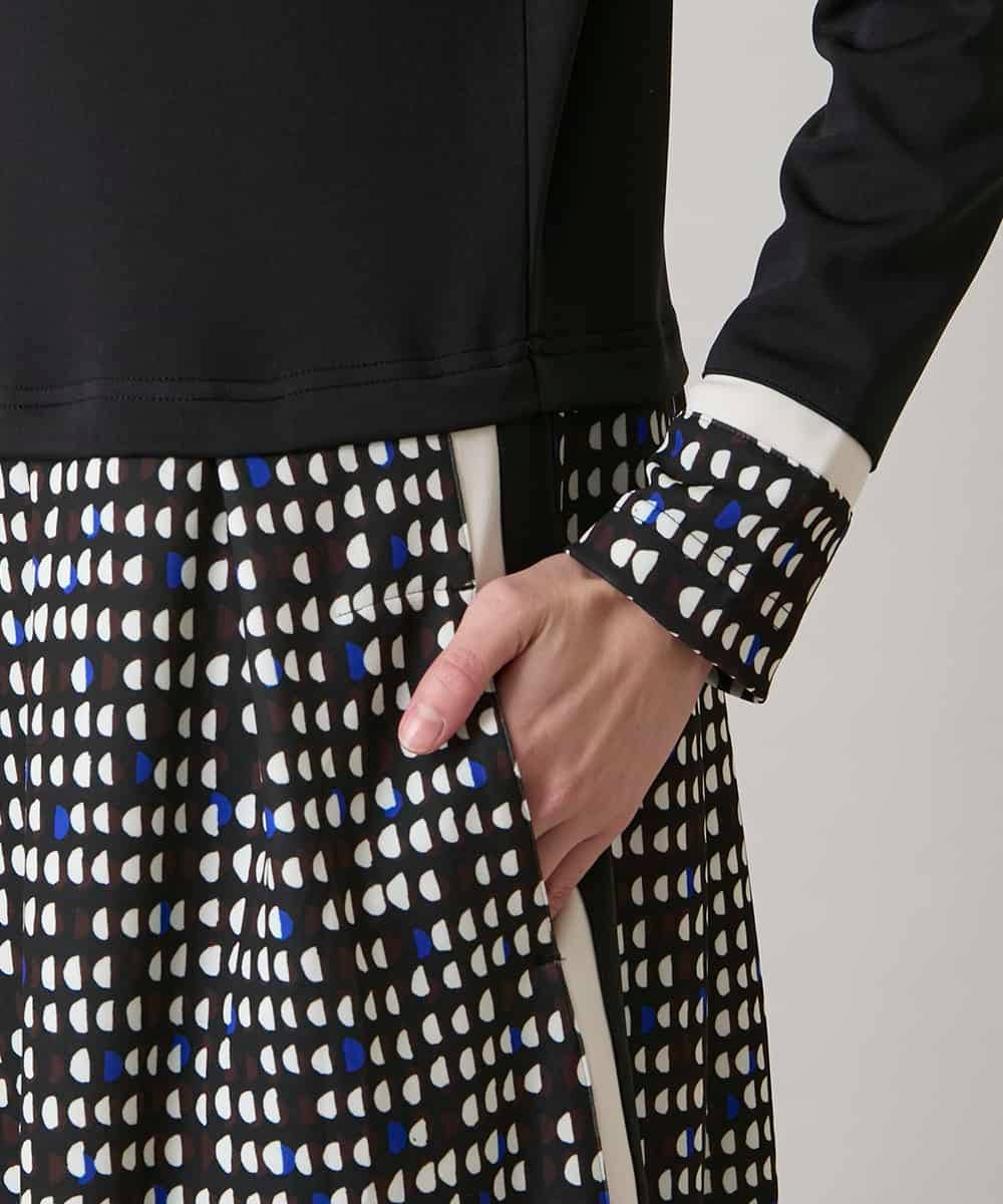 RSPAE19690 TRUNK HIROKO KOSHINO(ヒロココシノ) 小付きドット切り替えプリントコンビワンピース/洗える ブラック