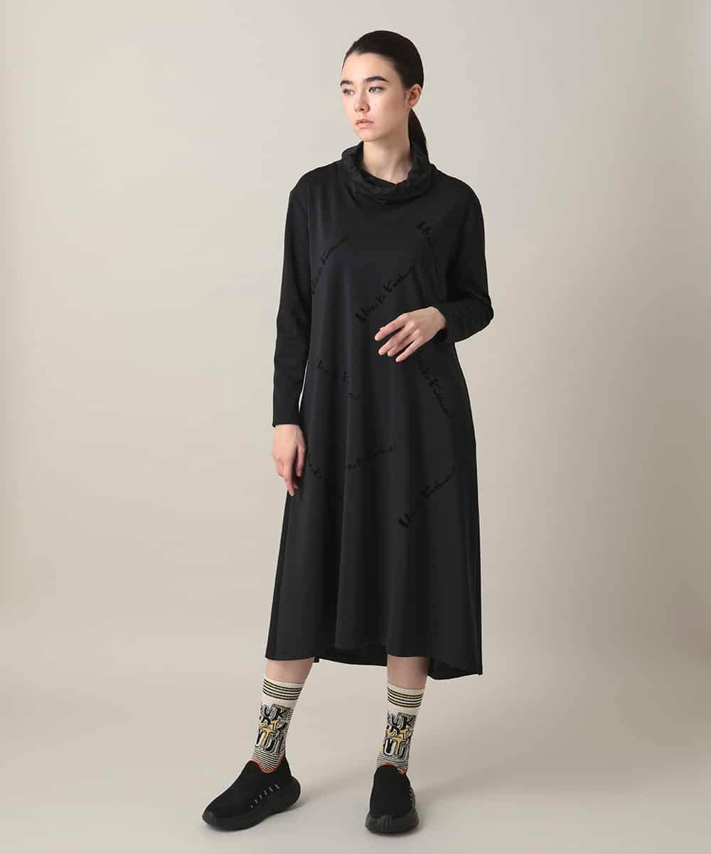 RSPAE32560 TRUNK HIROKO KOSHINO(ヒロココシノ) ハイネックジャージーワンピース /日本製/洗える ブラック