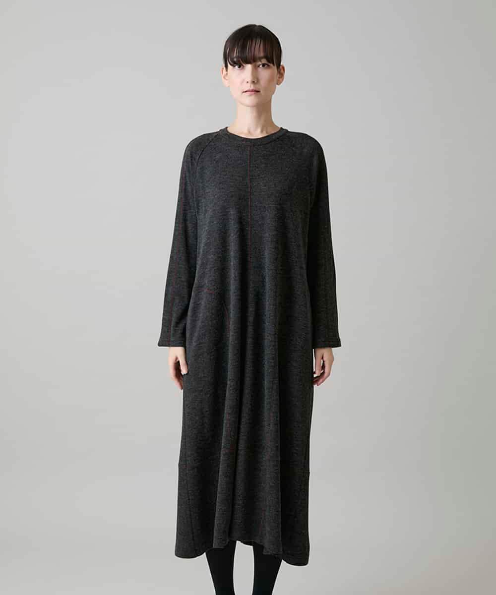 RSPAH10590 TRUNK HIROKO KOSHINO(ヒロココシノ) ステッチアクセントAラインワンピース ダークグレー