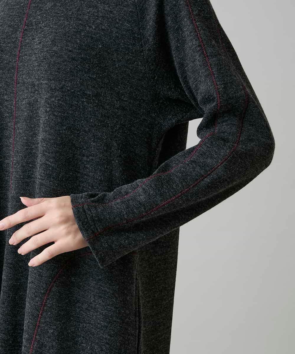 RSPAH10590 TRUNK HIROKO KOSHINO(ヒロココシノ) ステッチアクセントAラインワンピース ダークグレー