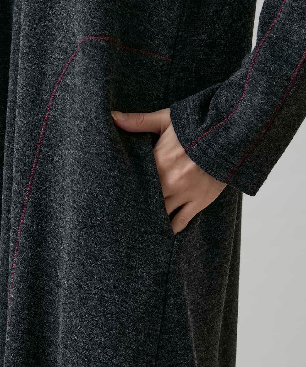 RSPAH10590 TRUNK HIROKO KOSHINO(ヒロココシノ) ステッチアクセントAラインワンピース ダークグレー