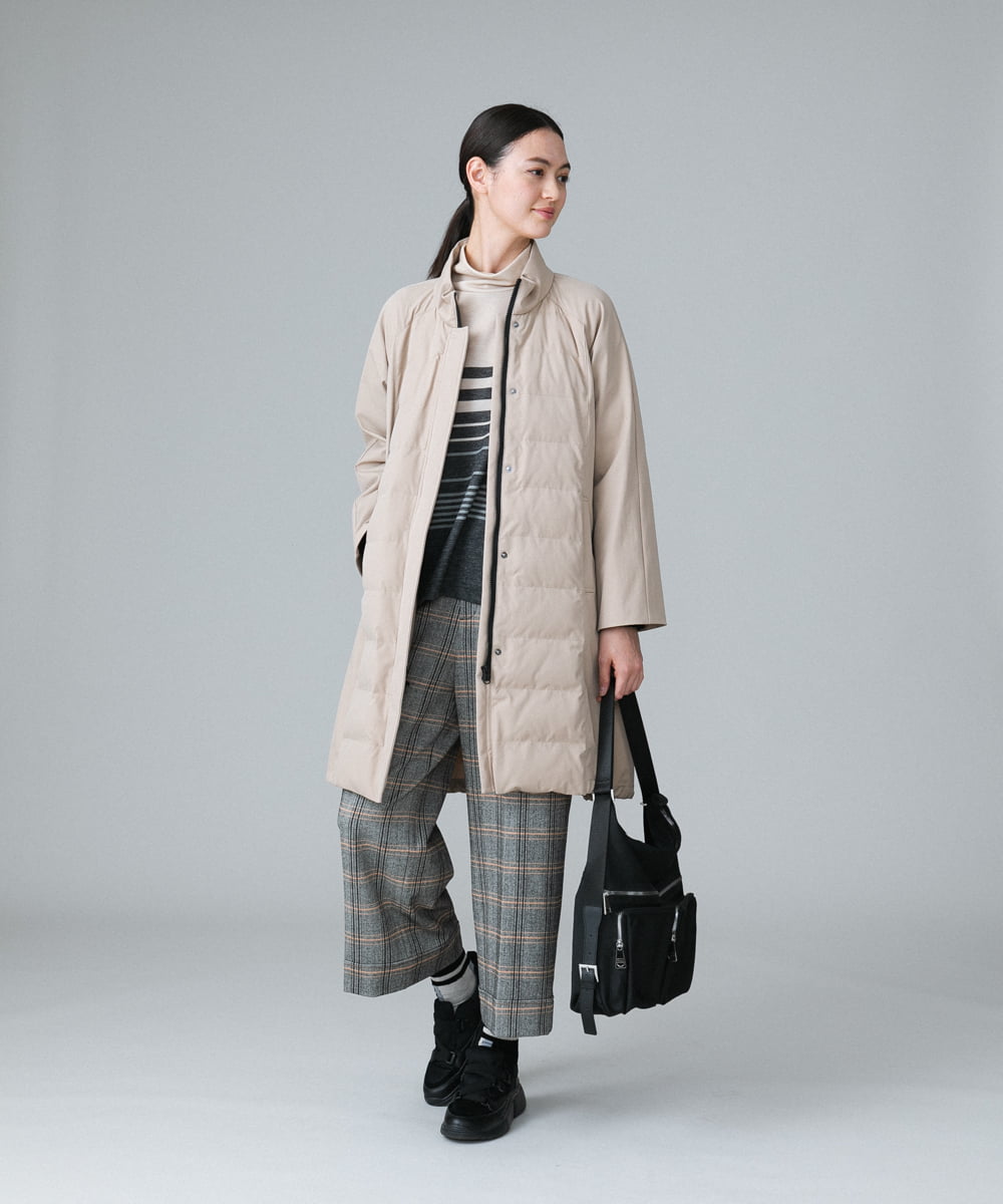 RSPAW15390 TRUNK HIROKO KOSHINO(ヒロココシノ) 【洗える】パネルボーダーハイネックチュニック ベージュ