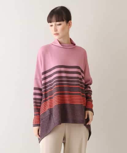 RSPAW15390 TRUNK HIROKO KOSHINO 【洗える】パネルボーダーハイネックチュニック