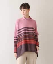 RSPAW15390 TRUNK HIROKO KOSHINO(ヒロココシノ) 【洗える】パネルボーダーハイネックチュニック ピンク