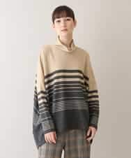 RSPAW15390 TRUNK HIROKO KOSHINO(ヒロココシノ) 【洗える】パネルボーダーハイネックチュニック ベージュ