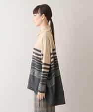 RSPAW15390 TRUNK HIROKO KOSHINO(ヒロココシノ) 【洗える】パネルボーダーハイネックチュニック ベージュ
