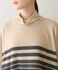 RSPAW15390 TRUNK HIROKO KOSHINO(ヒロココシノ) 【洗える】パネルボーダーハイネックチュニック ベージュ