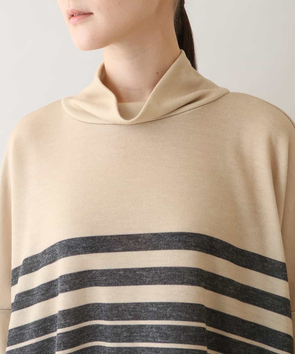 RSPAW15390 TRUNK HIROKO KOSHINO(ヒロココシノ) 【洗える】パネルボーダーハイネックチュニック ベージュ