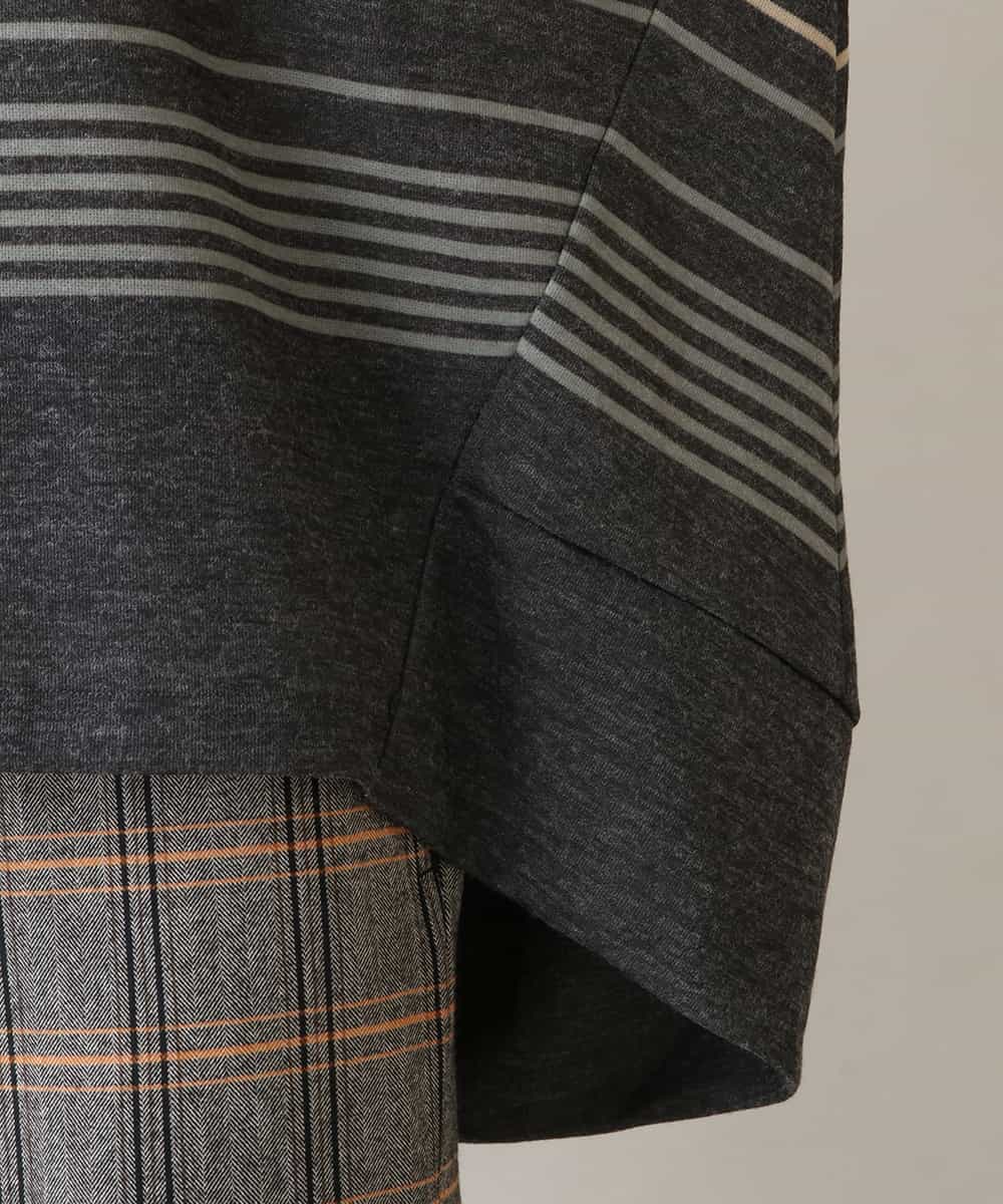 RSPAW15390 TRUNK HIROKO KOSHINO(ヒロココシノ) 【洗える】パネルボーダーハイネックチュニック ベージュ