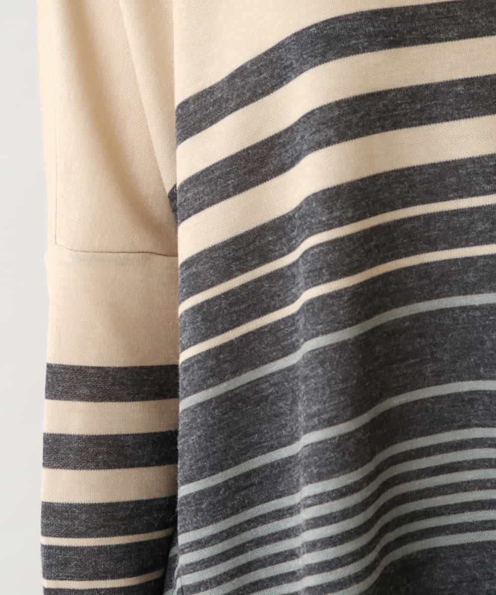 RSPAW15390 TRUNK HIROKO KOSHINO(ヒロココシノ) 【洗える】パネルボーダーハイネックチュニック ベージュ