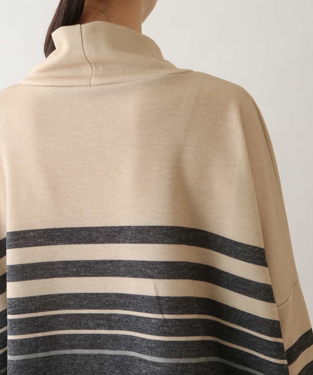 RSPAW15390 TRUNK HIROKO KOSHINO(ヒロココシノ) 【洗える】パネルボーダーハイネックチュニック ベージュ