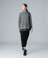 RSPAW16360 TRUNK HIROKO KOSHINO(ヒロココシノ) 【洗える】ジオメトリックボーダーハイネックチュニック ベージュ