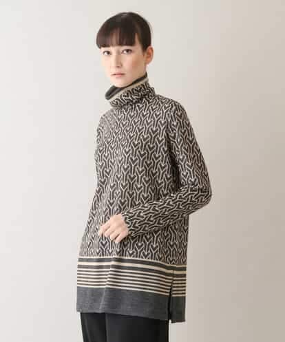 RSPAW16360 TRUNK HIROKO KOSHINO 【洗える】ジオメトリックボーダーハイネックチュニック
