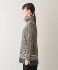 RSPAW16360 TRUNK HIROKO KOSHINO(ヒロココシノ) 【洗える】ジオメトリックボーダーハイネックチュニック ベージュ