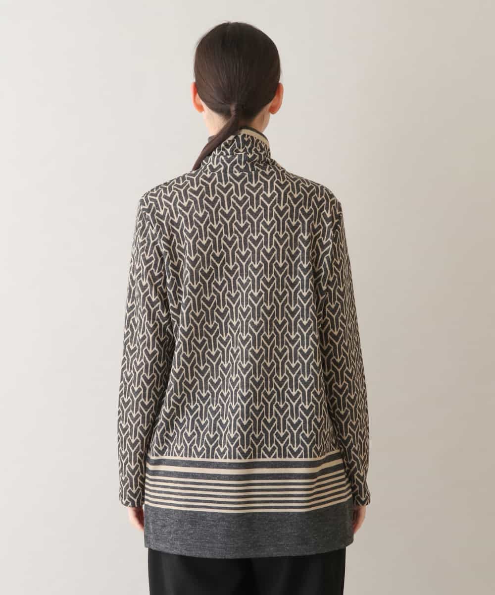 RSPAW16360 TRUNK HIROKO KOSHINO(ヒロココシノ) 【洗える】ジオメトリックボーダーハイネックチュニック ベージュ