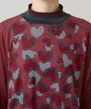 RSPCD04470 TRUNK HIROKO KOSHINO(ヒロココシノ) ハートアニマル柄ボーダーデザインチュニック /洗える レッド