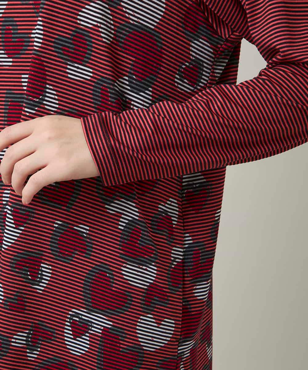 RSPCD04470 TRUNK HIROKO KOSHINO(ヒロココシノ) ハートアニマル柄ボーダーデザインチュニック /洗える レッド