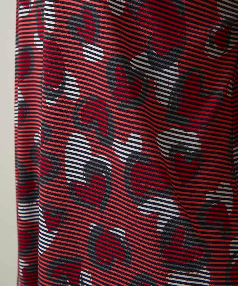 RSPCD04470 TRUNK HIROKO KOSHINO(ヒロココシノ) ハートアニマル柄ボーダーデザインチュニック /洗える レッド