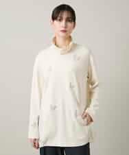 RSPCD10490 TRUNK HIROKO KOSHINO(ヒロココシノ) ハートモチーフドッキングデザインチュニック /日本製/洗える アイボリー