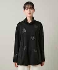 RSPCD10490 TRUNK HIROKO KOSHINO(ヒロココシノ) ハートモチーフドッキングデザインチュニック /日本製/洗える ブラック