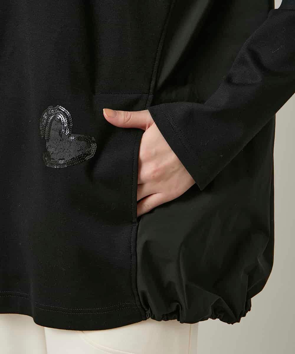 RSPCD10490 TRUNK HIROKO KOSHINO(ヒロココシノ) ハートモチーフドッキングデザインチュニック /日本製/洗える ブラック