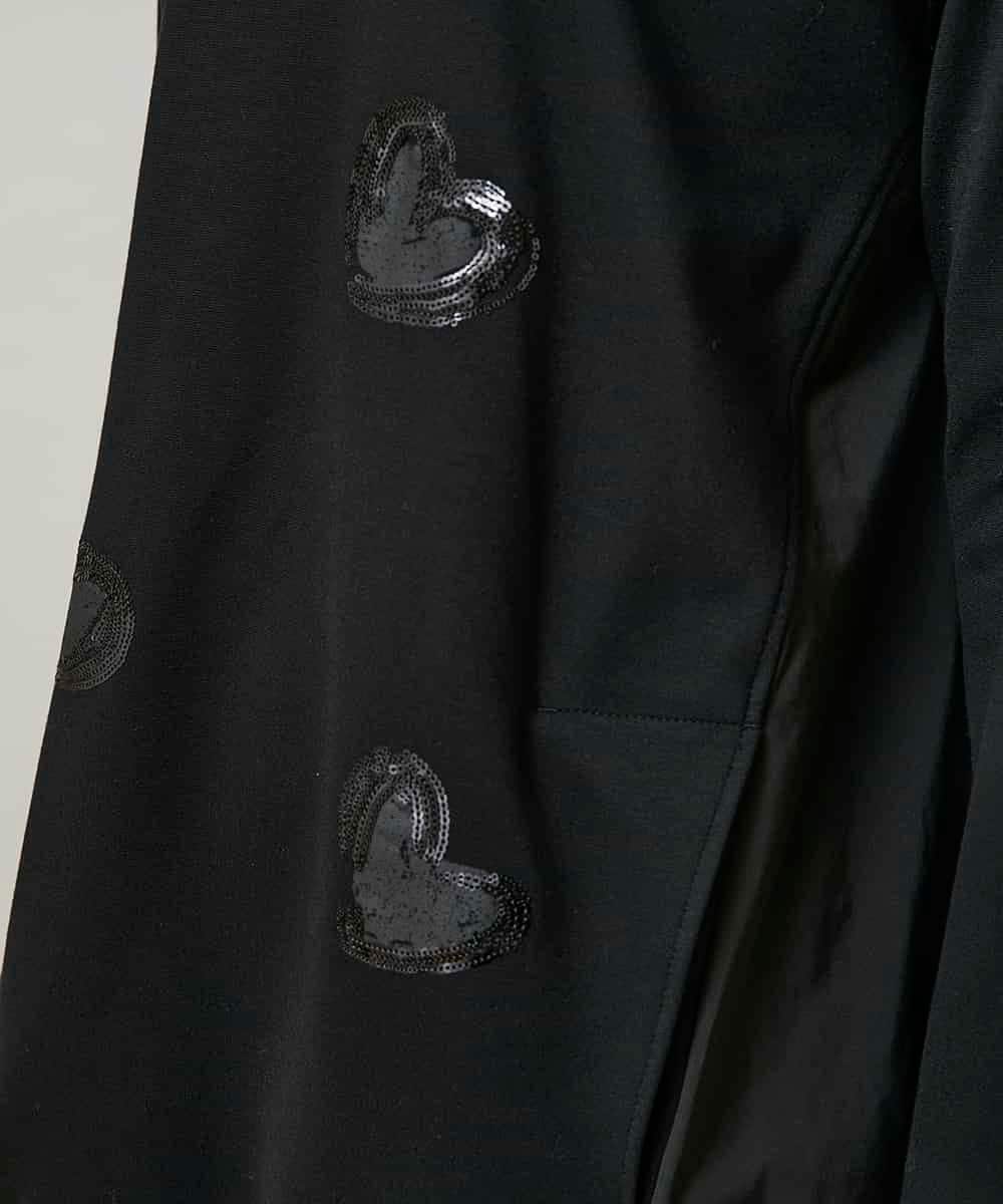 RSPCD10490 TRUNK HIROKO KOSHINO(ヒロココシノ) ハートモチーフドッキングデザインチュニック /日本製/洗える ブラック