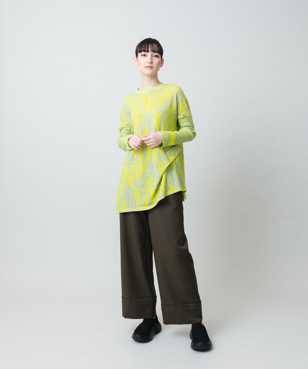 RSPED05490 TRUNK HIROKO KOSHINO(ヒロココシノ) ロゴプリントジョイントリブチュニック /日本製/洗える レッド