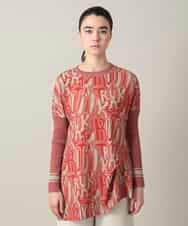 RSPED05490 TRUNK HIROKO KOSHINO(ヒロココシノ) ロゴプリントジョイントリブチュニック /日本製/洗える レッド