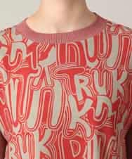 RSPED05490 TRUNK HIROKO KOSHINO(ヒロココシノ) ロゴプリントジョイントリブチュニック /日本製/洗える レッド