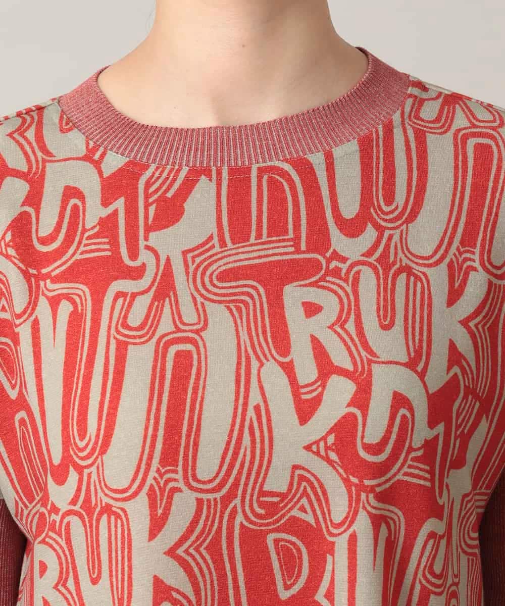 RSPED05490 TRUNK HIROKO KOSHINO(ヒロココシノ) ロゴプリントジョイントリブチュニック /日本製/洗える レッド