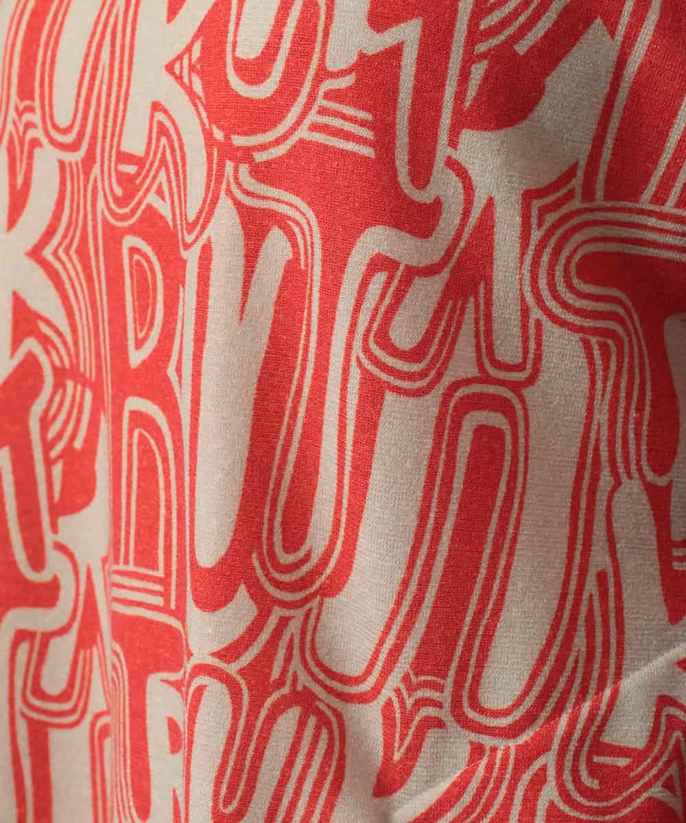 RSPED05490 TRUNK HIROKO KOSHINO(ヒロココシノ) ロゴプリントジョイントリブチュニック /日本製/洗える レッド