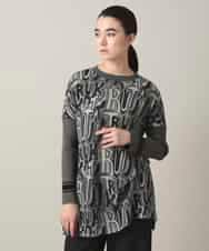 RSPED05490 TRUNK HIROKO KOSHINO(ヒロココシノ) ロゴプリントジョイントリブチュニック /日本製/洗える ブラック