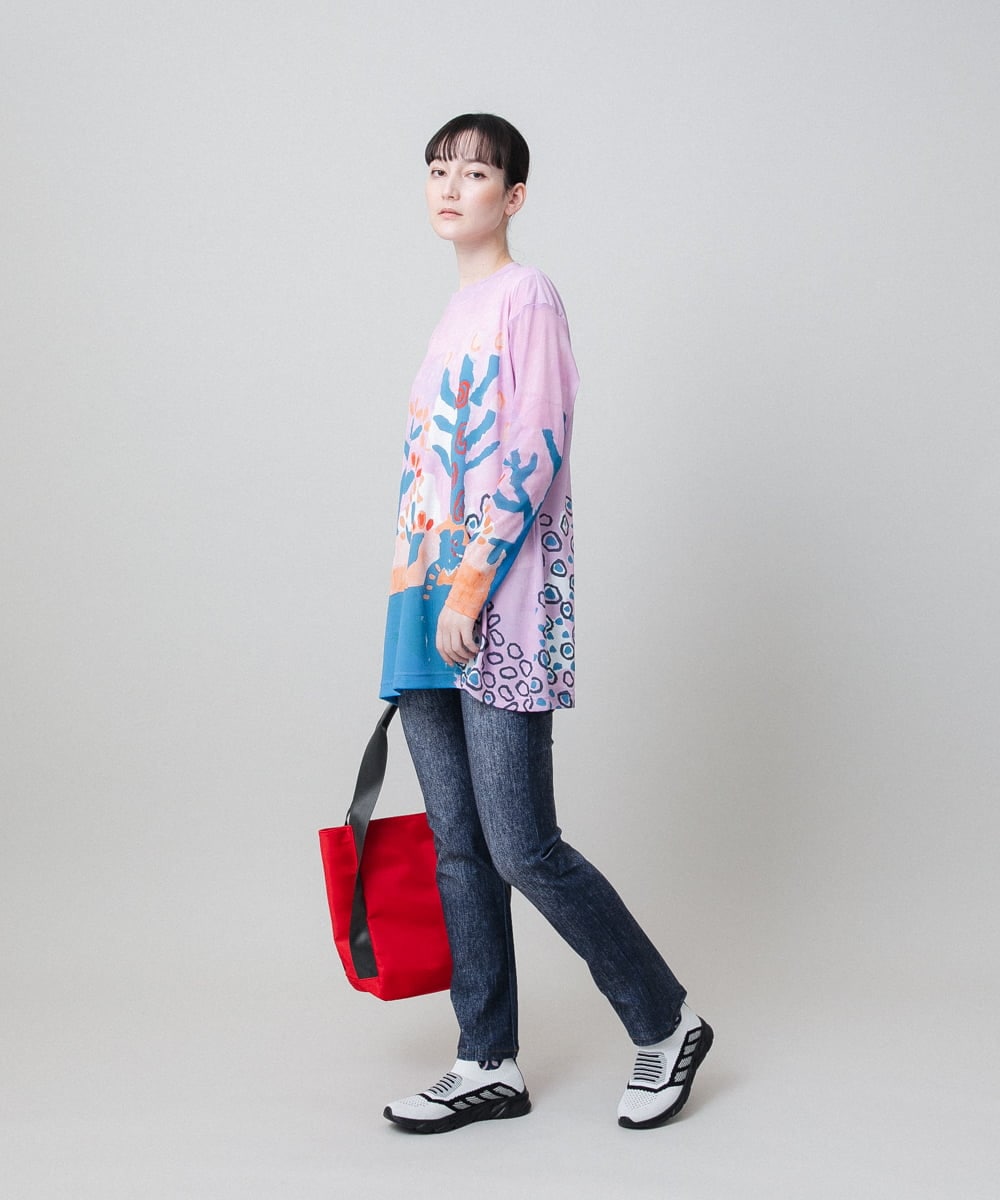 RSPFA06390 TRUNK HIROKO KOSHINO(ヒロココシノ) モチーフプリントチュニック /日本製/洗える ダークグレー