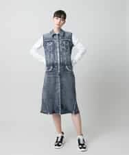RSPFD03660 TRUNK HIROKO KOSHINO(ヒロココシノ) 【先行予約】立体ストレッチデニムワンピース /日本製/洗える ネイビー