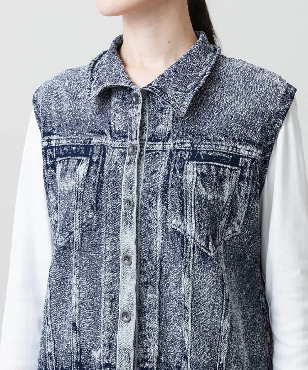 RSPFD03660 TRUNK HIROKO KOSHINO(ヒロココシノ) 【先行予約】立体ストレッチデニムワンピース /日本製/洗える ネイビー