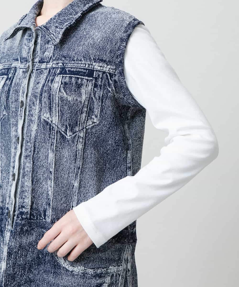 RSPFD03660 TRUNK HIROKO KOSHINO(ヒロココシノ) 【先行予約】立体ストレッチデニムワンピース /日本製/洗える ネイビー