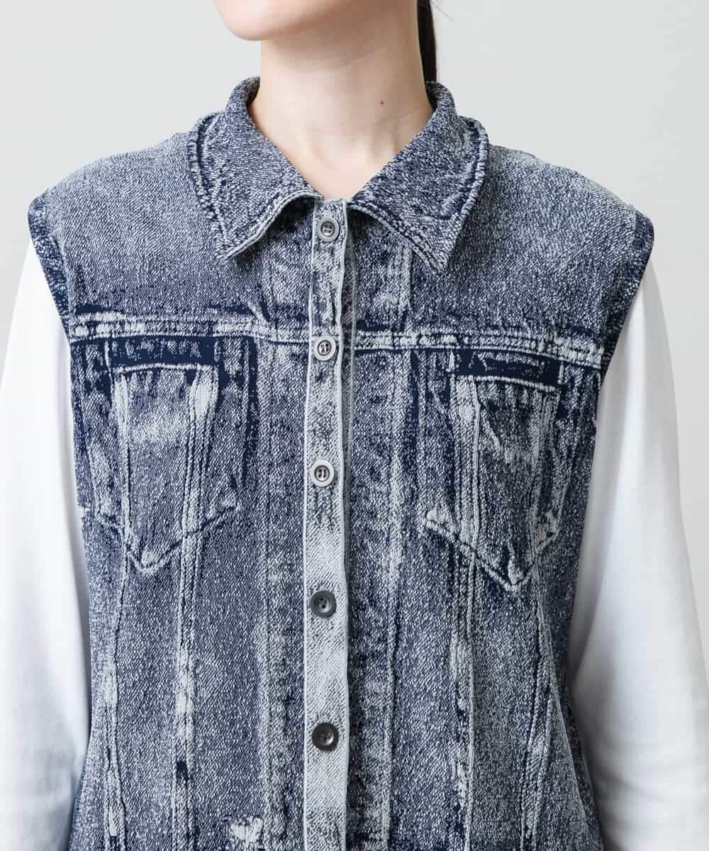 RSPFD03660 TRUNK HIROKO KOSHINO(ヒロココシノ) 【先行予約】立体ストレッチデニムワンピース /日本製/洗える ネイビー