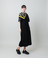 RSPFD12490 TRUNK HIROKO KOSHINO(ヒロココシノ) 異素材ドッキングワンピース/日本製/洗える ブラック