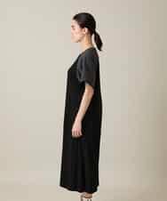 RSPFD12490 TRUNK HIROKO KOSHINO(ヒロココシノ) 異素材ドッキングワンピース/日本製/洗える ブラック