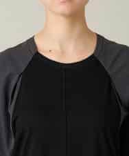 RSPFD12490 TRUNK HIROKO KOSHINO(ヒロココシノ) 異素材ドッキングワンピース/日本製/洗える ブラック