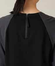 RSPFD12490 TRUNK HIROKO KOSHINO(ヒロココシノ) 異素材ドッキングワンピース/日本製/洗える ブラック