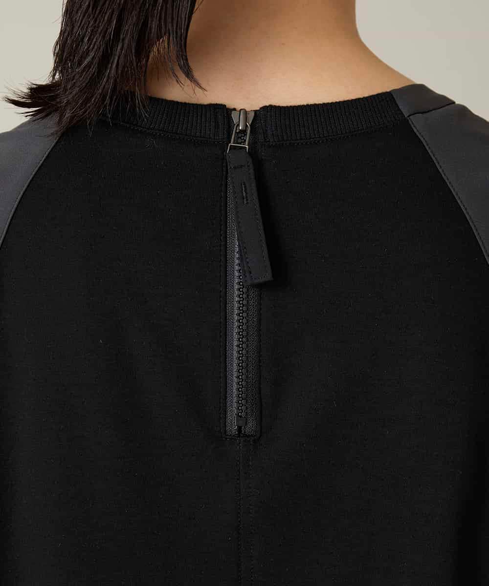 RSPFD12490 TRUNK HIROKO KOSHINO(ヒロココシノ) 異素材ドッキングワンピース/日本製/洗える ブラック