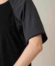 RSPFD12490 TRUNK HIROKO KOSHINO(ヒロココシノ) 異素材ドッキングワンピース/日本製/洗える ブラック