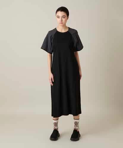 RSPFD12490 TRUNK HIROKO KOSHINO 異素材ドッキングワンピース/日本製/洗える