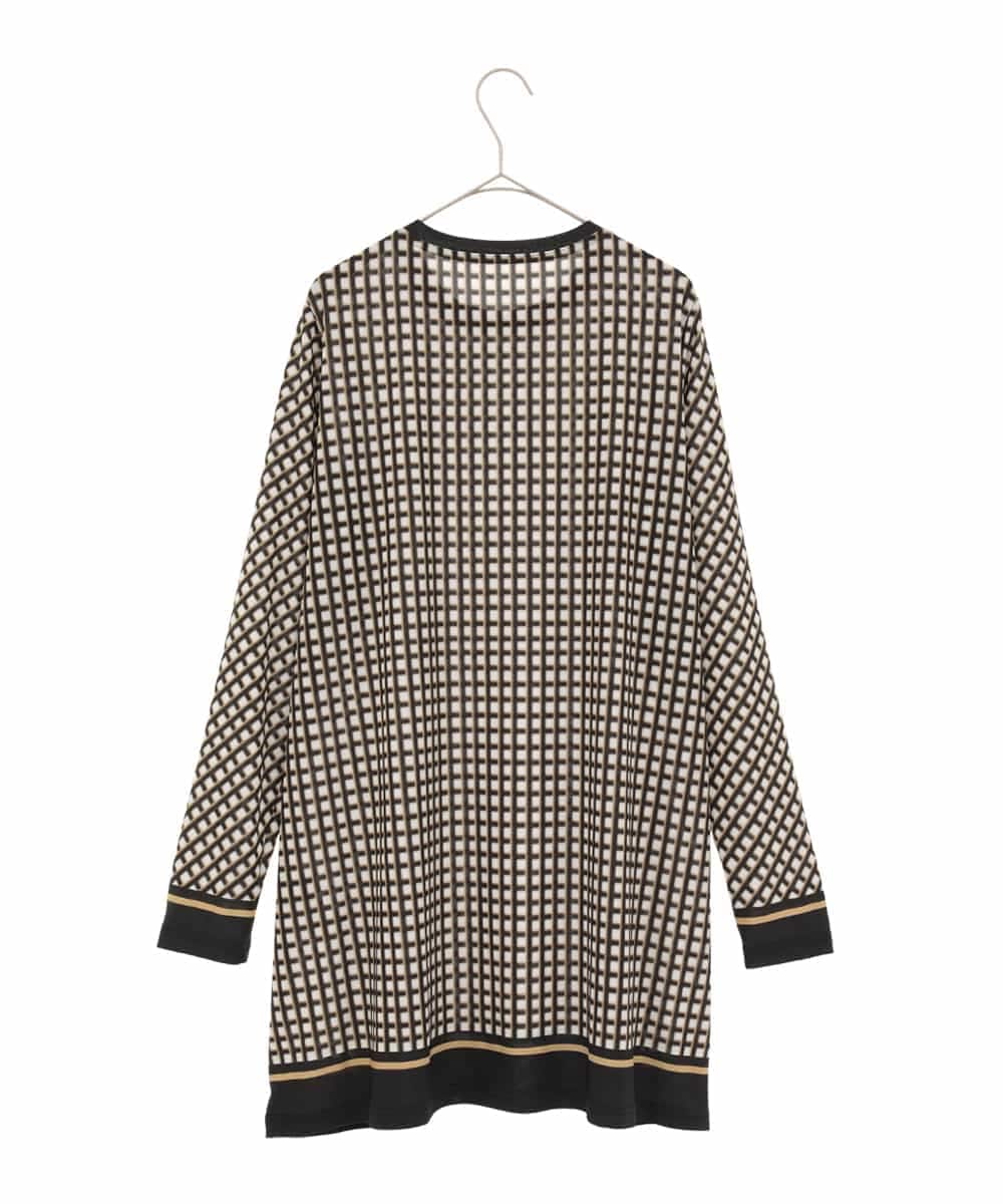 RSPFF30390 TRUNK HIROKO KOSHINO(ヒロココシノ) ファジーチェックチュニックプルオーバー/日本製/洗える ブラック