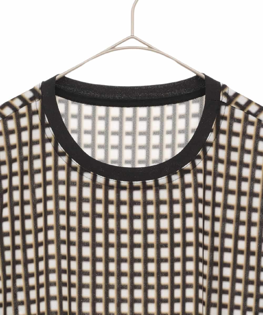 RSPFF30390 TRUNK HIROKO KOSHINO(ヒロココシノ) ファジーチェックチュニックプルオーバー/日本製/洗える ブラック