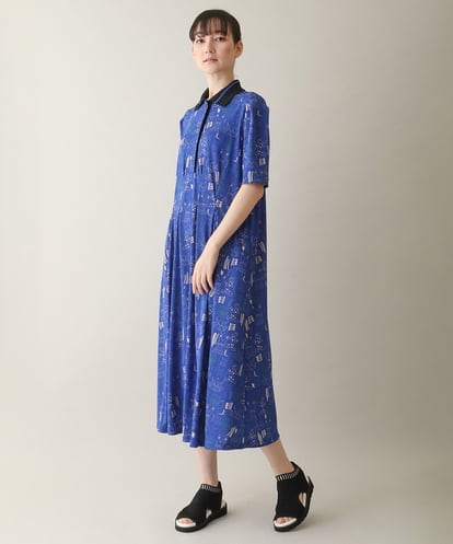 RSPGA10540 TRUNK HIROKO KOSHINO モチーフ総柄プリントワンピース /日本製/洗える