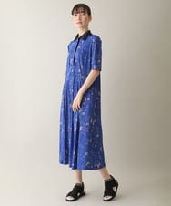 RSPGA10540 TRUNK HIROKO KOSHINO(ヒロココシノ) モチーフ総柄プリントワンピース /日本製/洗える ブルー